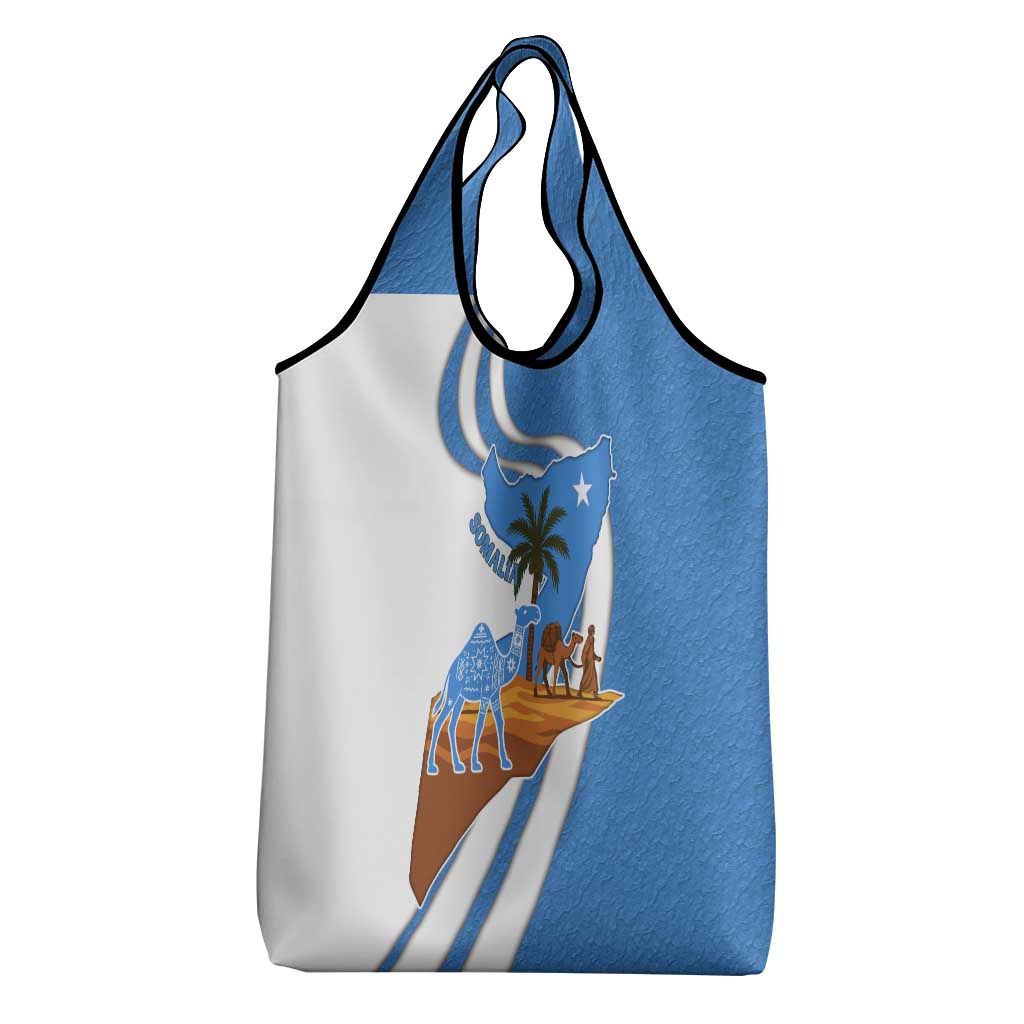 Somalia Grocery Bag with Camel Desert Map Palm Tree Heritage Spirit