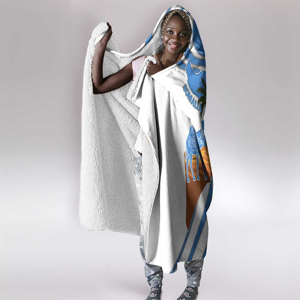 Somalia Hooded Blanket with Camel Desert Map Palm Tree Heritage Spirit