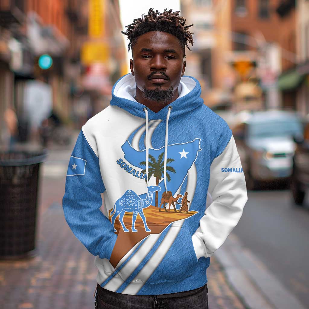 Somalia Hoodie with Camel Desert Map Palm Tree Heritage Spirit