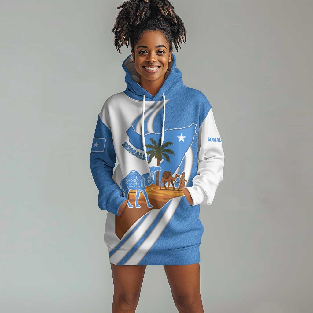 Somalia Hoodie Dress with Camel Desert Map Palm Tree Heritage Spirit