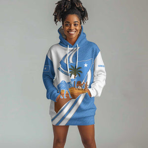 Somalia Hoodie Dress with Camel Desert Map Palm Tree Heritage Spirit