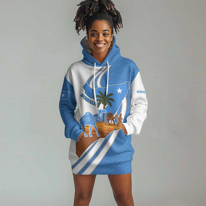 Somalia Hoodie Dress with Camel Desert Map Palm Tree Heritage Spirit