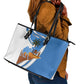 Somalia Leather Tote Bag with Camel Desert Map Palm Tree Heritage Spirit