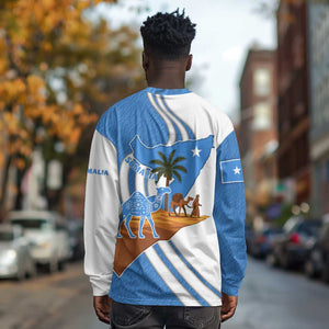 Somalia Long Sleeve Shirt with Camel Desert Map Palm Tree Heritage Spirit