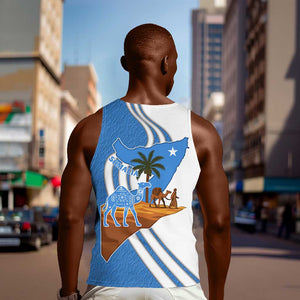 Somalia Men Tank Top with Camel Desert Map Palm Tree Heritage Spirit