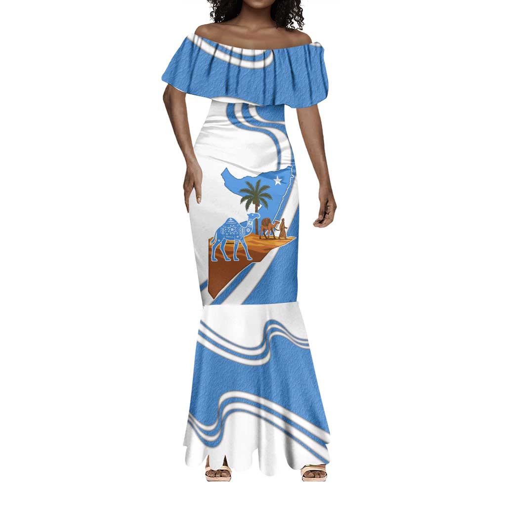 Somalia Mermaid Dress with Camel Desert Map Palm Tree Heritage Spirit