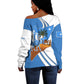 Somalia Off Shoulder Sweater with Camel Desert Map Palm Tree Heritage Spirit