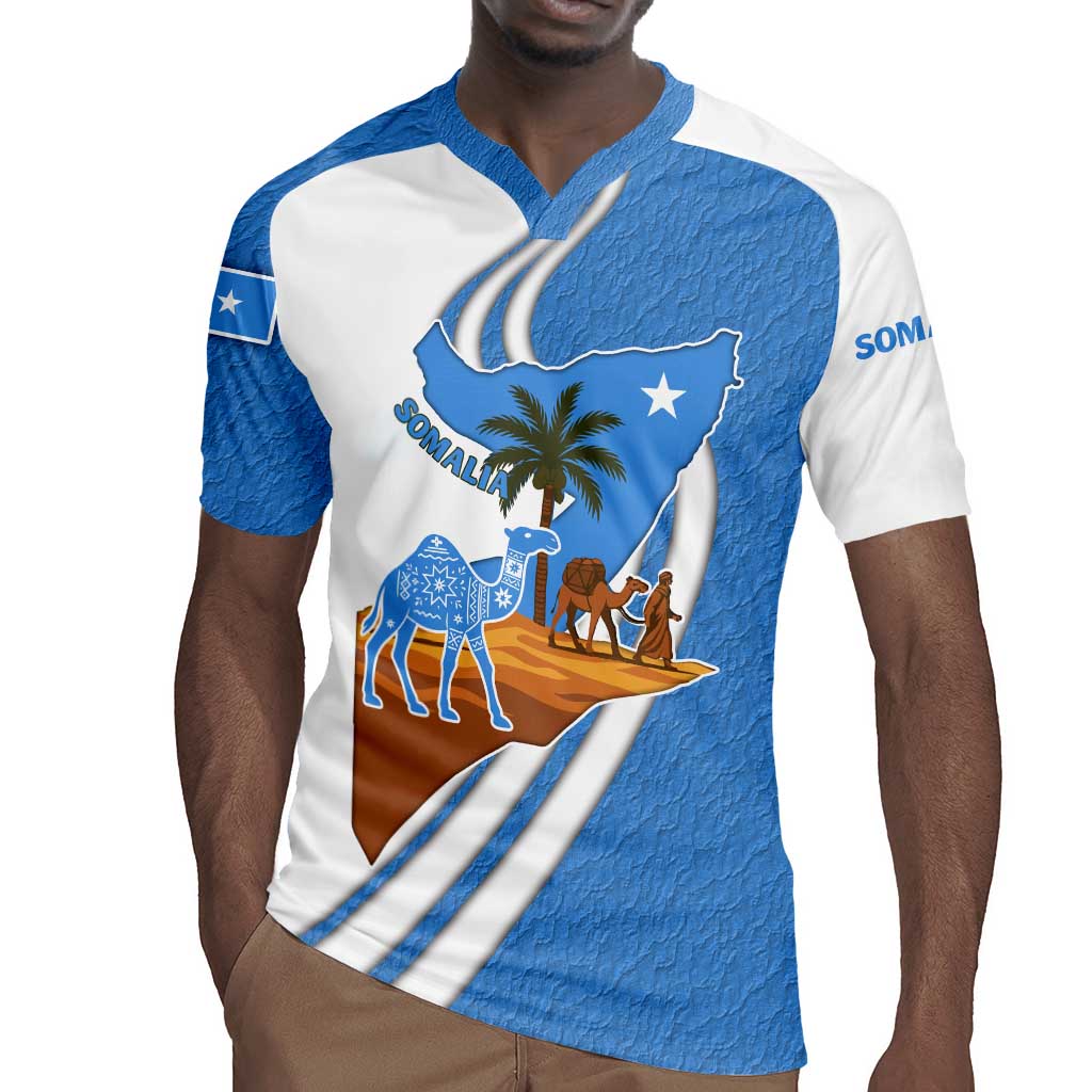 Somalia Rugby Jersey with Camel Desert Map Palm Tree Heritage Spirit