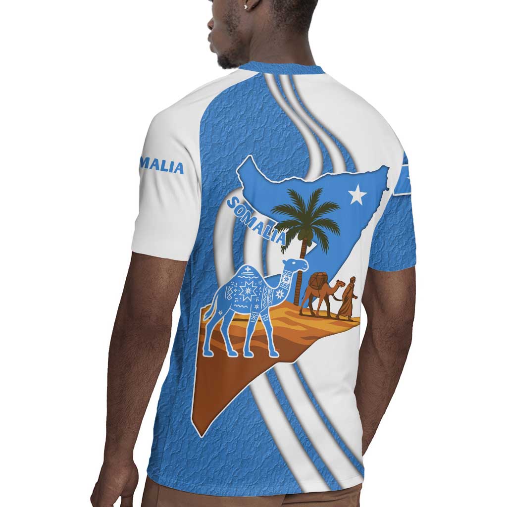 Somalia Rugby Jersey with Camel Desert Map Palm Tree Heritage Spirit