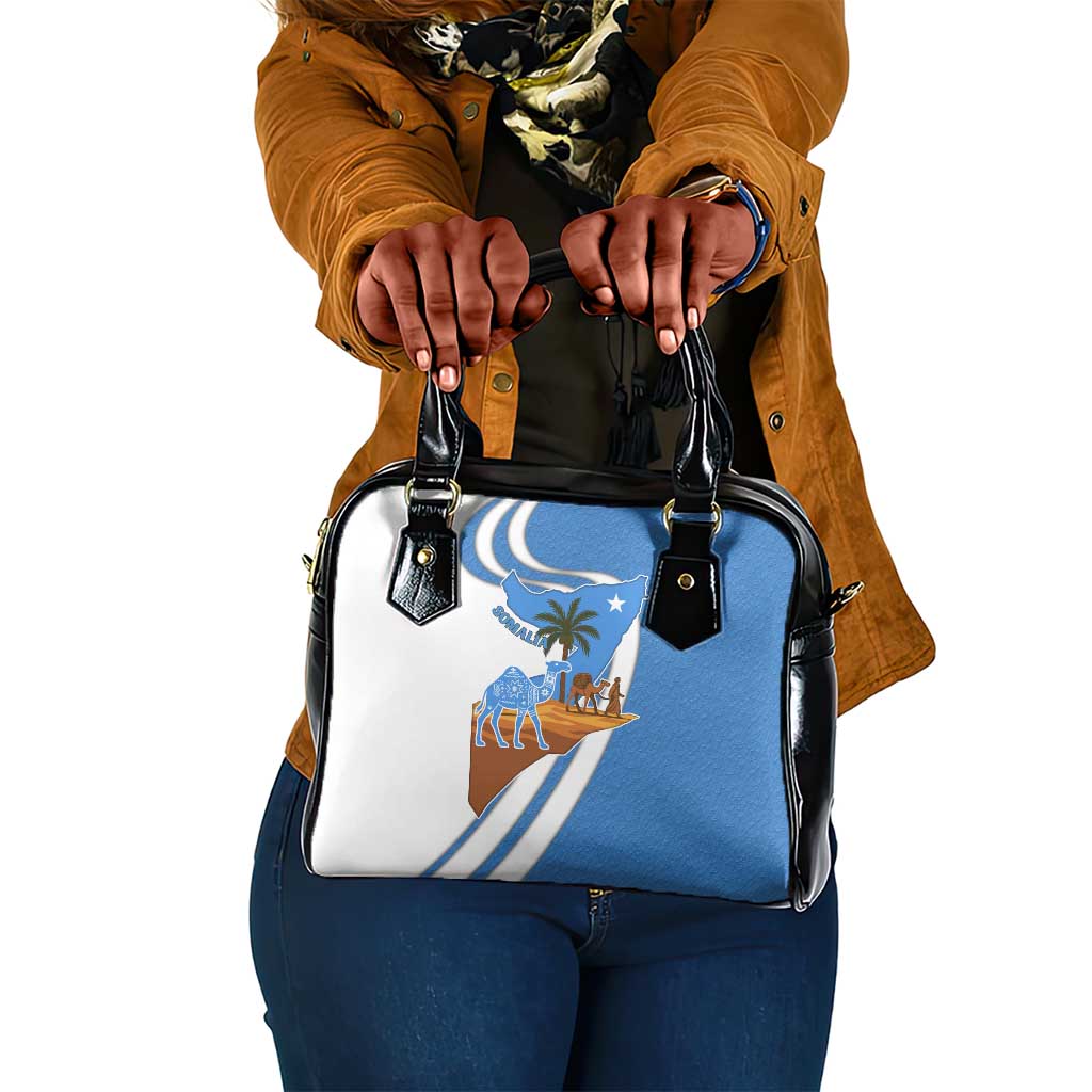 Somalia Shoulder Handbag with Camel Desert Map Palm Tree Heritage Spirit