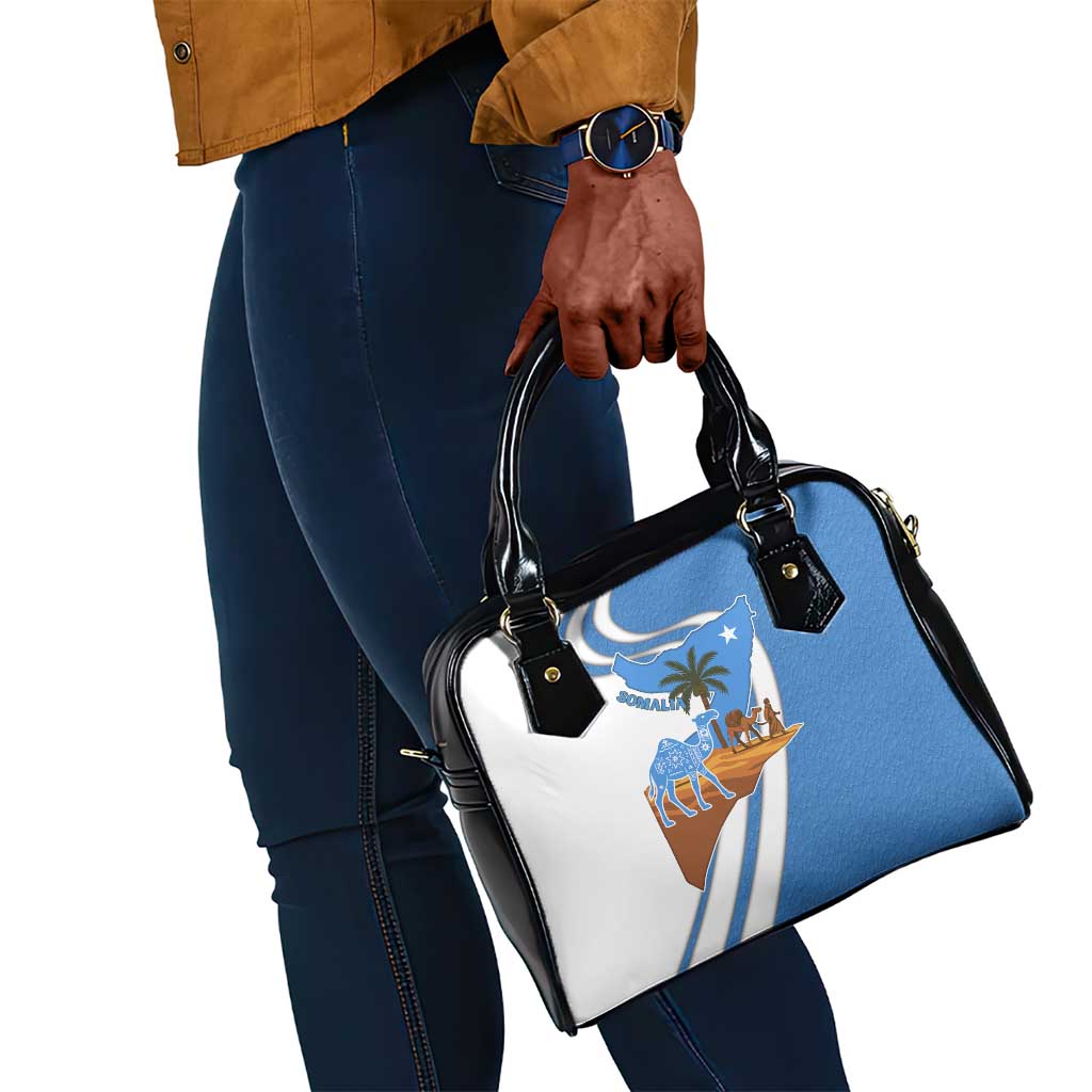 Somalia Shoulder Handbag with Camel Desert Map Palm Tree Heritage Spirit