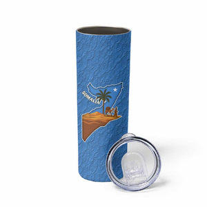 Somalia Skinny Tumbler with Camel Desert Map Palm Tree Heritage Spirit