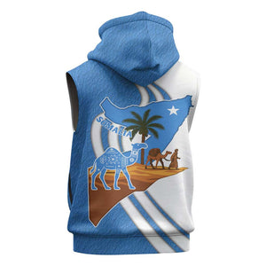 Somalia Sleeveless Hoodie with Camel Desert Map Palm Tree Heritage Spirit - African Pride