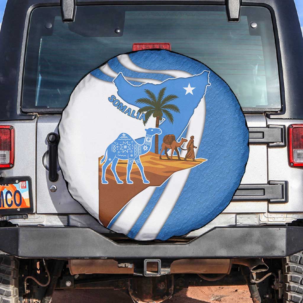 Somalia Spare Tire Cover with Camel Desert Map Palm Tree Heritage Spirit