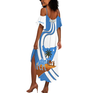 Somalia Summer Maxi Dress with Camel Desert Map Palm Tree Heritage Spirit