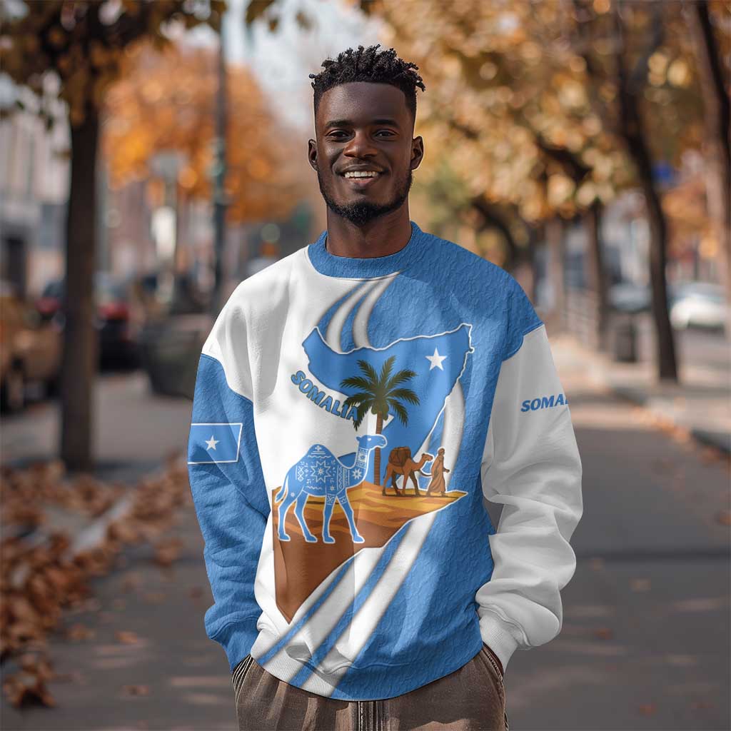Somalia Sweatshirt with Camel Desert Map Palm Tree Heritage Spirit