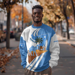 Somalia Sweatshirt with Camel Desert Map Palm Tree Heritage Spirit