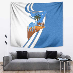Somalia Tapestry with Camel Desert Map Palm Tree Heritage Spirit