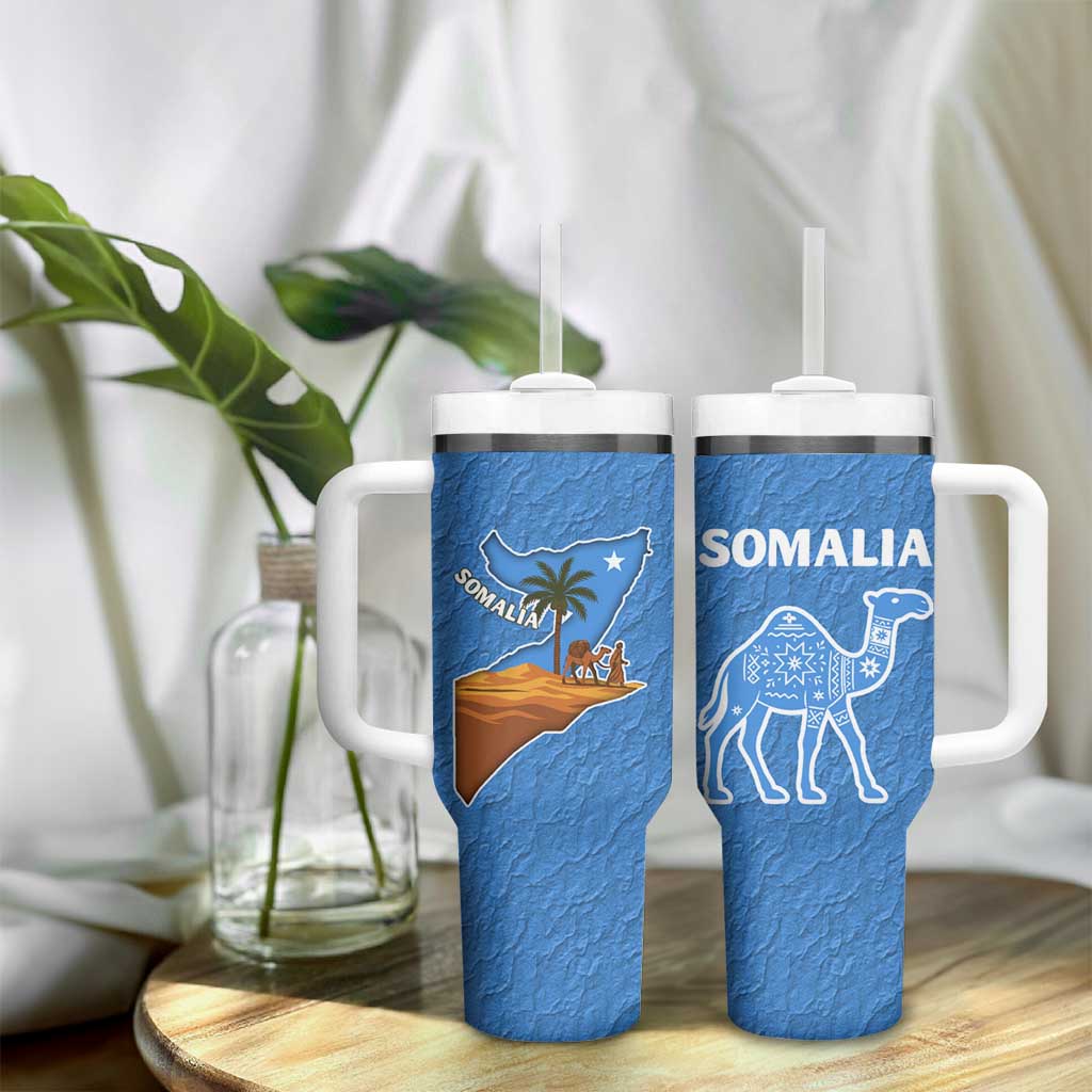 Somalia Tumbler With Handle with Camel Desert Map Palm Tree Heritage Spirit