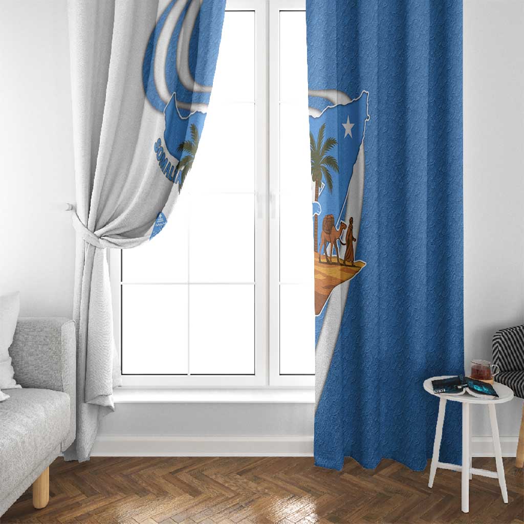 Somalia Window Curtain with Camel Desert Map Palm Tree Heritage Spirit