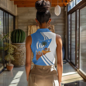 Somalia Women Sleeveless Polo Shirt with Camel Desert Map Palm Tree Heritage Spirit