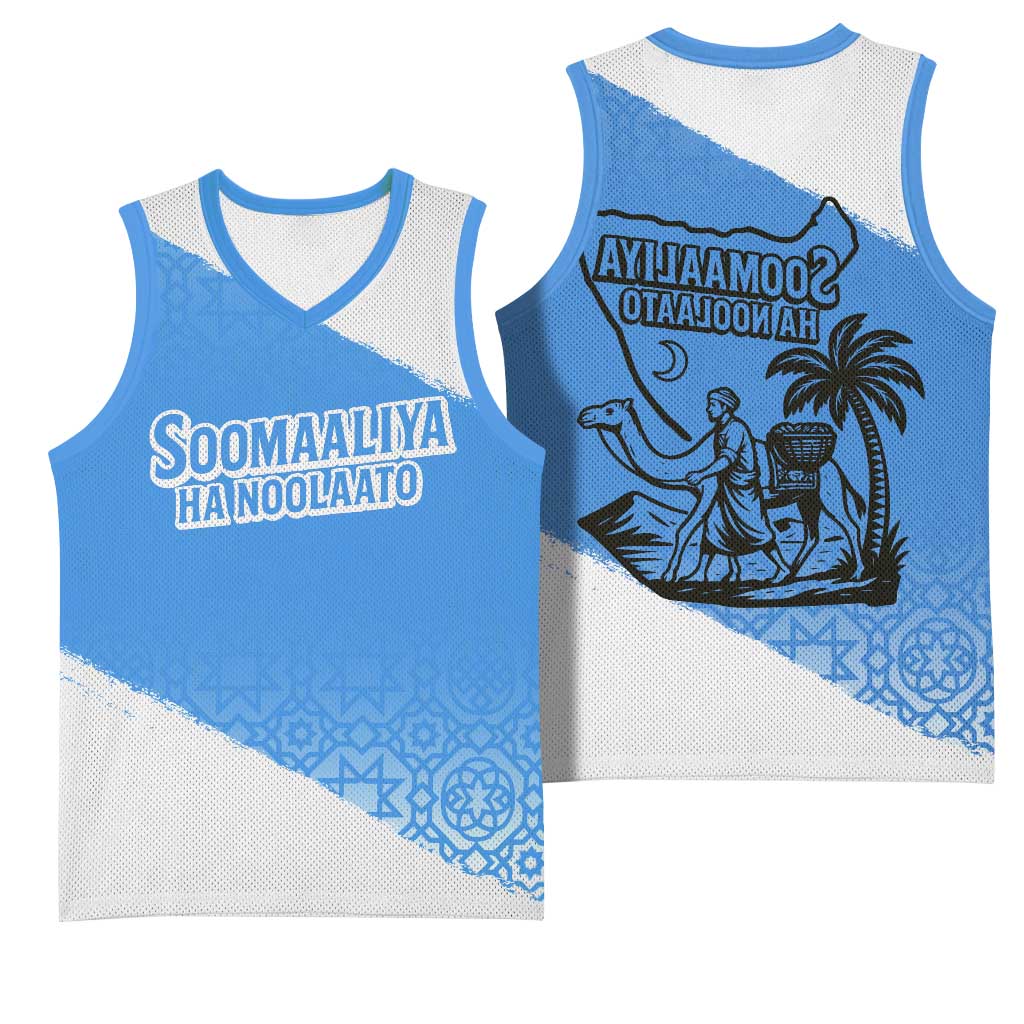 Somalia Basketball Jersey with Soomaaliya Ha Noolaato Nomad Moon Flag Spirit - African Pride