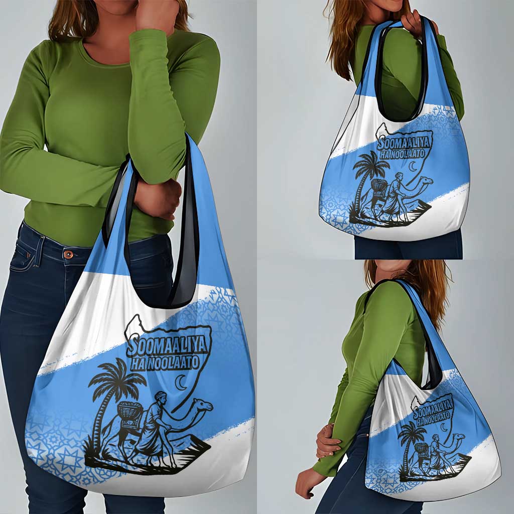 Somalia Grocery Bag with Soomaaliya Ha Noolaato Nomad Moon Flag Spirit