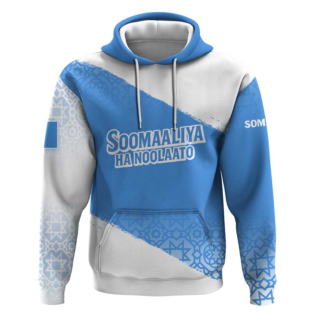 Somalia Hoodie with Soomaaliya Ha Noolaato Nomad Moon Flag Spirit