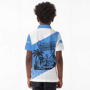 Somalia Kid Polo Shirt with Soomaaliya Ha Noolaato Nomad Moon Flag Spirit