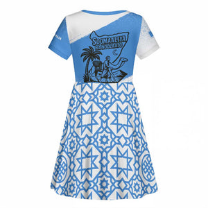 Somalia Kid Short Sleeve Dress with Soomaaliya Ha Noolaato Nomad Moon Flag Spirit