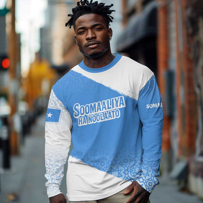 Somalia Long Sleeve Shirt with Soomaaliya Ha Noolaato Nomad Moon Flag Spirit