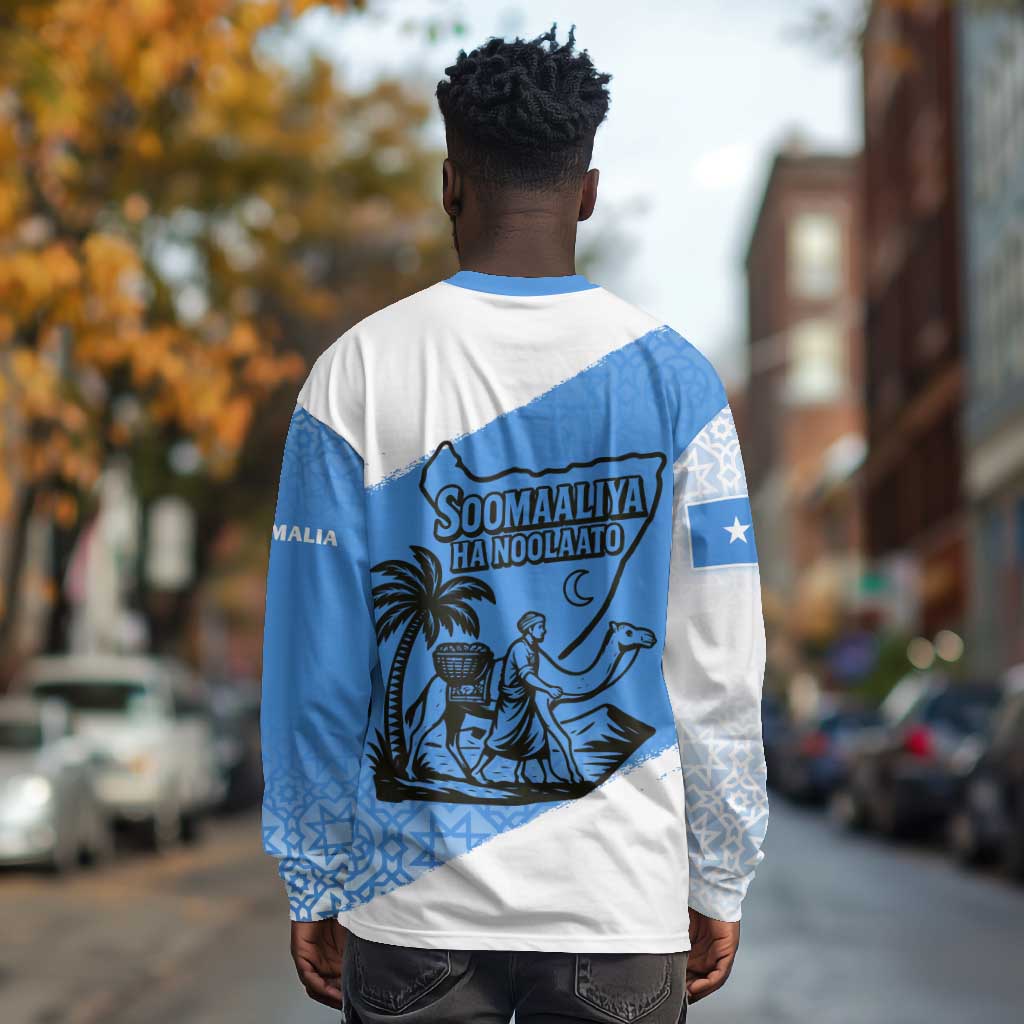 Somalia Long Sleeve Shirt with Soomaaliya Ha Noolaato Nomad Moon Flag Spirit