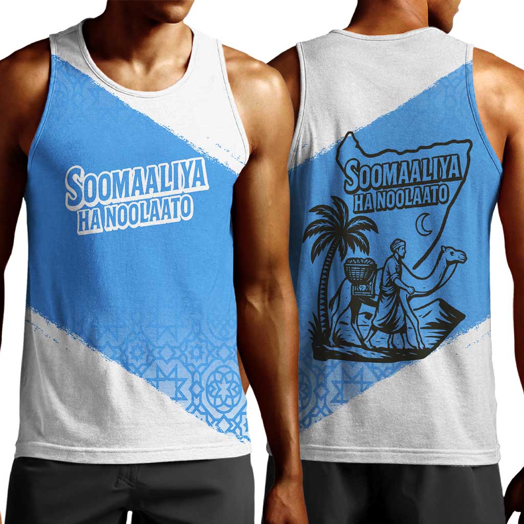 Somalia Men Tank Top with Soomaaliya Ha Noolaato Nomad Moon Flag Spirit