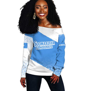 Somalia Off Shoulder Sweater with Soomaaliya Ha Noolaato Nomad Moon Flag Spirit