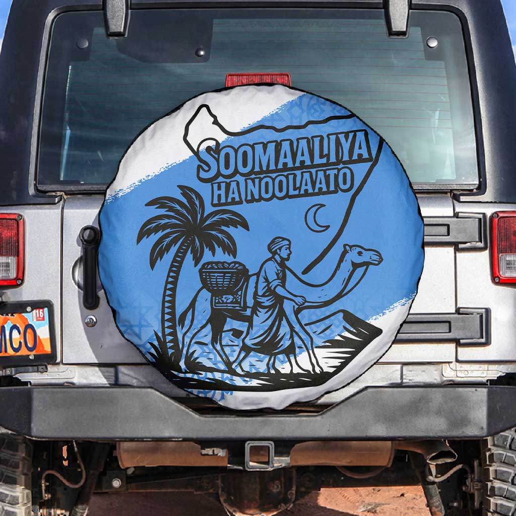Somalia Spare Tire Cover with Soomaaliya Ha Noolaato Nomad Moon Flag Spirit