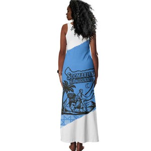 Somalia Tank Maxi Dress with Soomaaliya Ha Noolaato Nomad Moon Flag Spirit