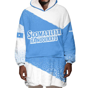 Somalia Wearable Blanket Hoodie with Soomaaliya Ha Noolaato Nomad Moon Flag Spirit