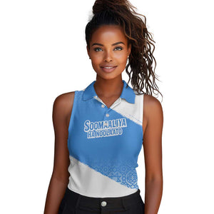 Somalia Women Sleeveless Polo Shirt with Soomaaliya Ha Noolaato Nomad Moon Flag Spirit