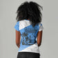 Somalia Women V-Neck T-Shirt with Soomaaliya Ha Noolaato Nomad Moon Flag Spirit