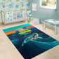 Cape Verde Area Rug with Loggerhead Sea Turtle Ocean Sunset Spirit