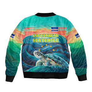 Cape Verde Bomber Jacket with Loggerhead Sea Turtle Ocean Sunset Spirit