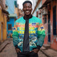 Cape Verde Bomber Jacket with Loggerhead Sea Turtle Ocean Sunset Spirit