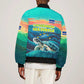 Cape Verde Bomber Jacket with Loggerhead Sea Turtle Ocean Sunset Spirit