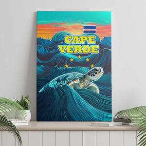 Cape Verde Canvas Wall Art with Loggerhead Sea Turtle Ocean Sunset Spirit