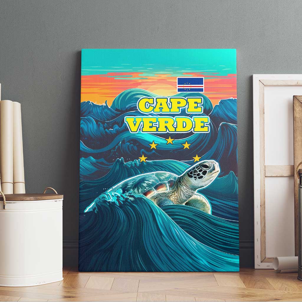 Cape Verde Canvas Wall Art with Loggerhead Sea Turtle Ocean Sunset Spirit