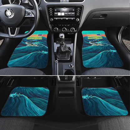 Cape Verde Car Mats with Loggerhead Sea Turtle Ocean Sunset Spirit