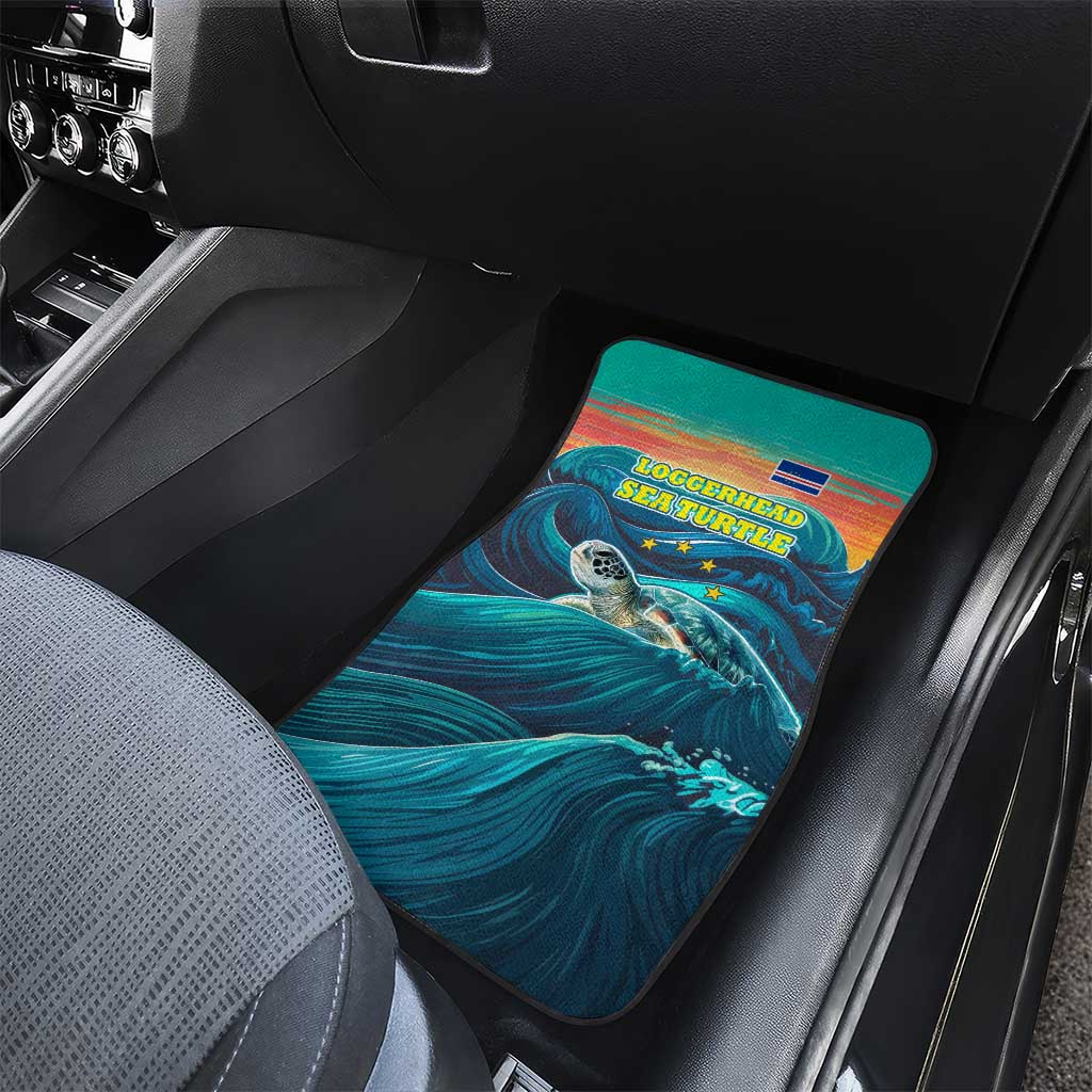 Cape Verde Car Mats with Loggerhead Sea Turtle Ocean Sunset Spirit