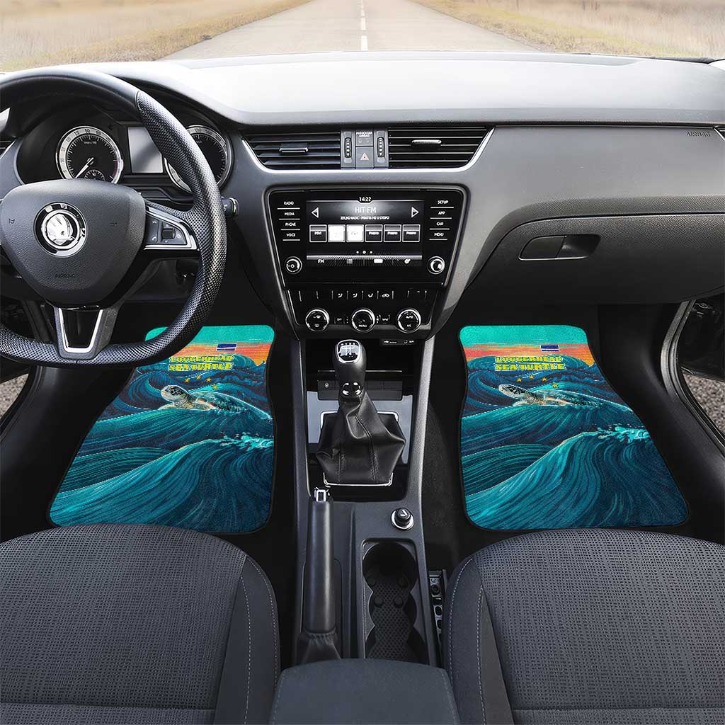 Cape Verde Car Mats with Loggerhead Sea Turtle Ocean Sunset Spirit