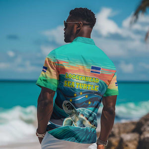 Cape Verde Hawaiian Shirt with Loggerhead Sea Turtle Ocean Sunset Spirit