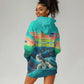 Cape Verde Hoodie Dress with Loggerhead Sea Turtle Ocean Sunset Spirit